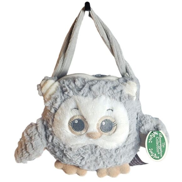 Bearington Hooter Carrysome, Girls Plush Gray Owl Stuffed Animal Purse, Handbag - Picture 1 of 7